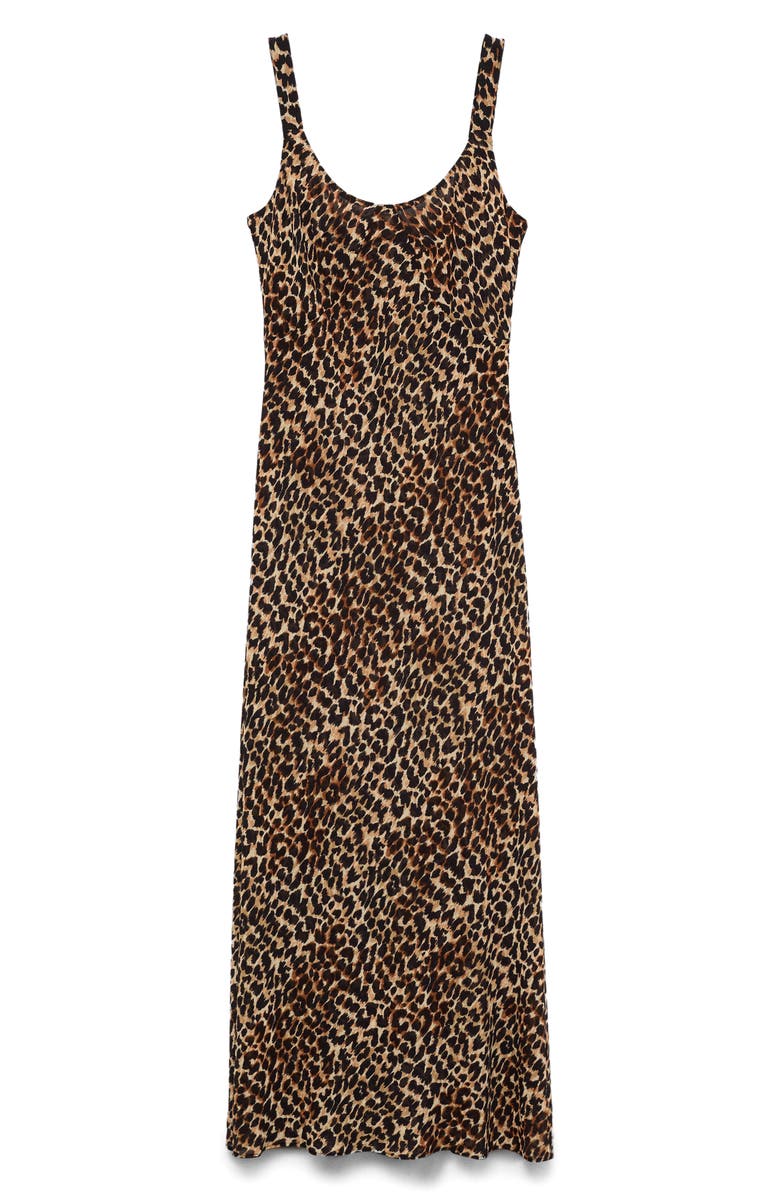 MANGO Animal Print Midi Dress, Alternate, color, Black