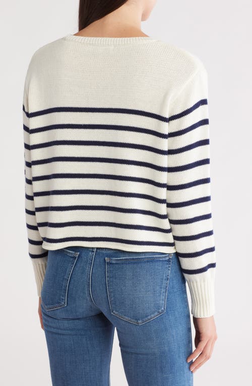 Vigoss Stripe Boxy Crop Cotton Blend Sweater