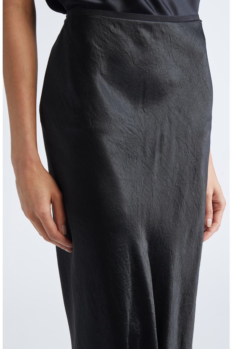 Crinkle Finish Satin Skirt, Alternate, color, BLACK