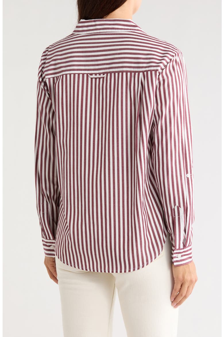 Carson Stripe Button-Up Shirt, Alternate, color, NEW RAISIN