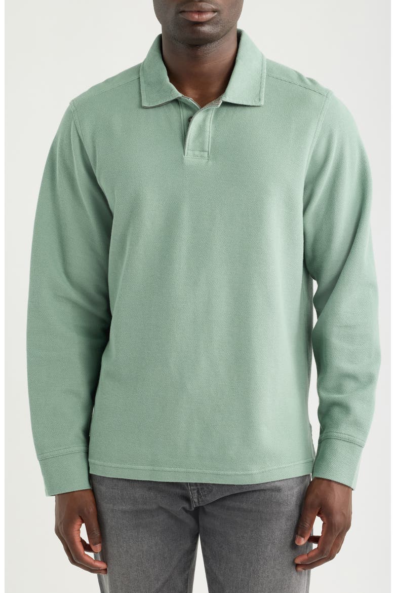 Maldives Long Sleeve Polo, Main, color, TROPICAL FERN