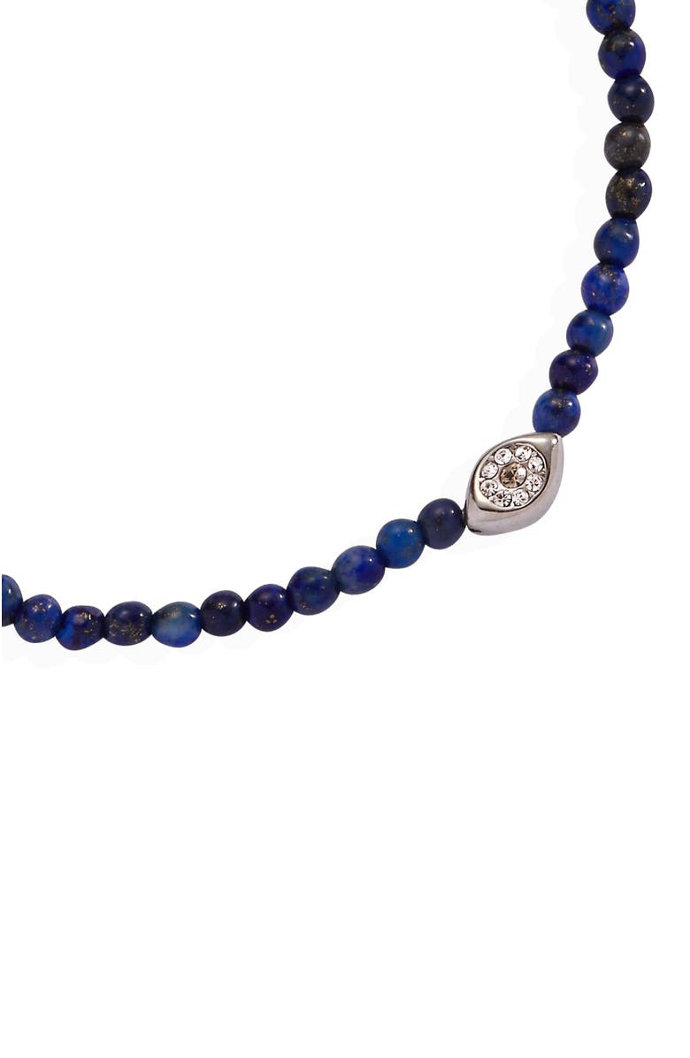 Alex and Ani Evil Eye Lapis Mini Stretch Bracelet, Alternate, color, Blue