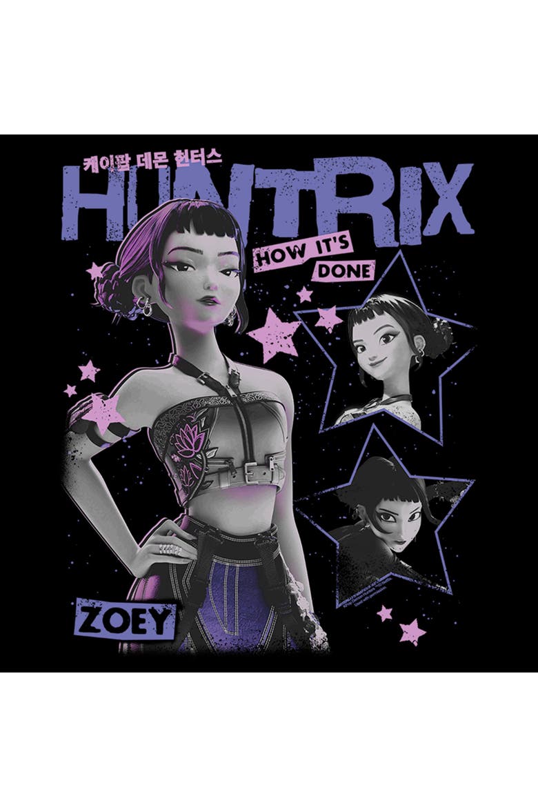 Mens KPop Demon Hunters Pop Star Huntrix Zoey Lightweight Hoodie, Alternate, color, Black
