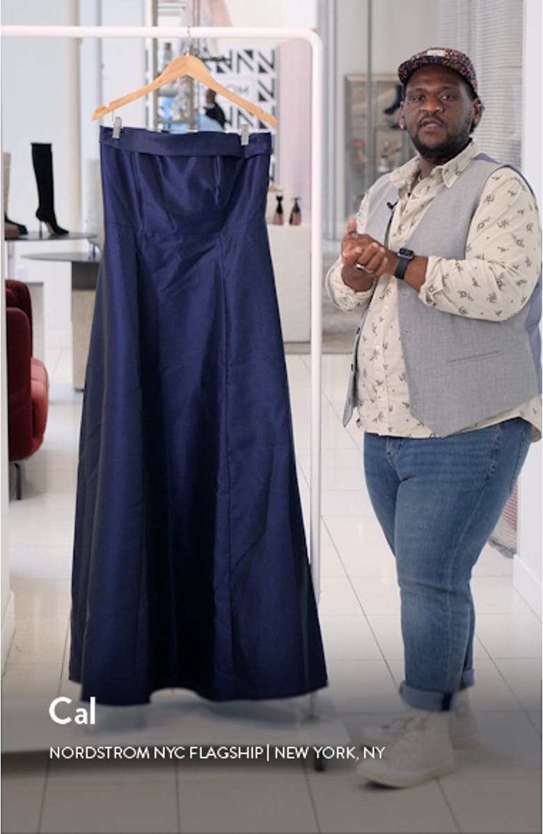 Strapless Cuff Satin Gown, sales video thumbnail