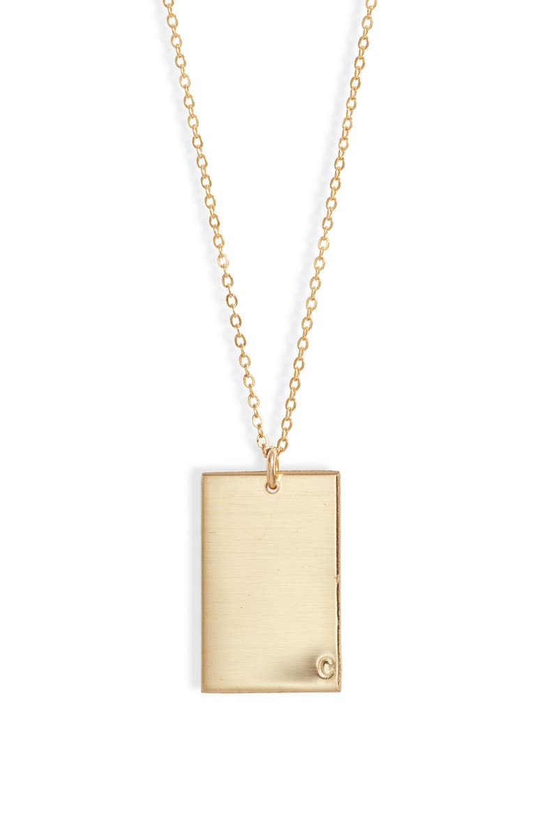 Goldie Initial Tag Pendant Necklace, Main, color, GOLD / C