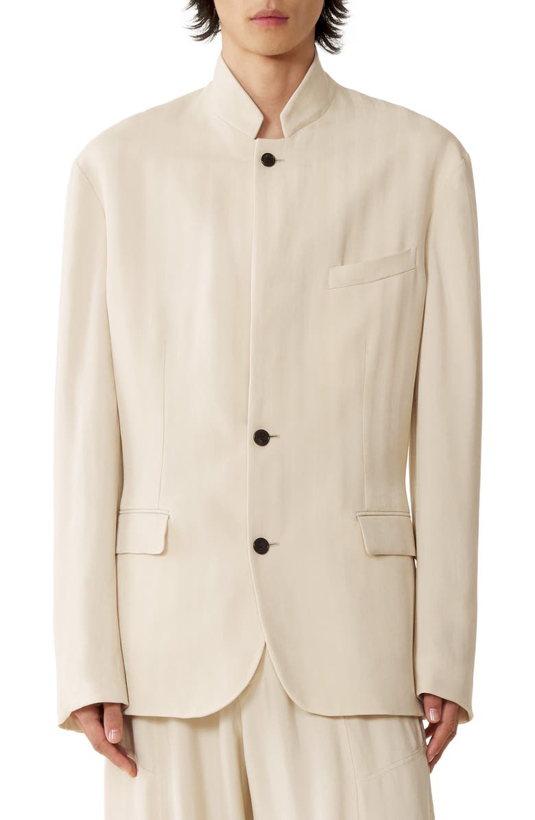 Lanvin Viscose Jacket With Stand-Up Collar, Main, color, Milk