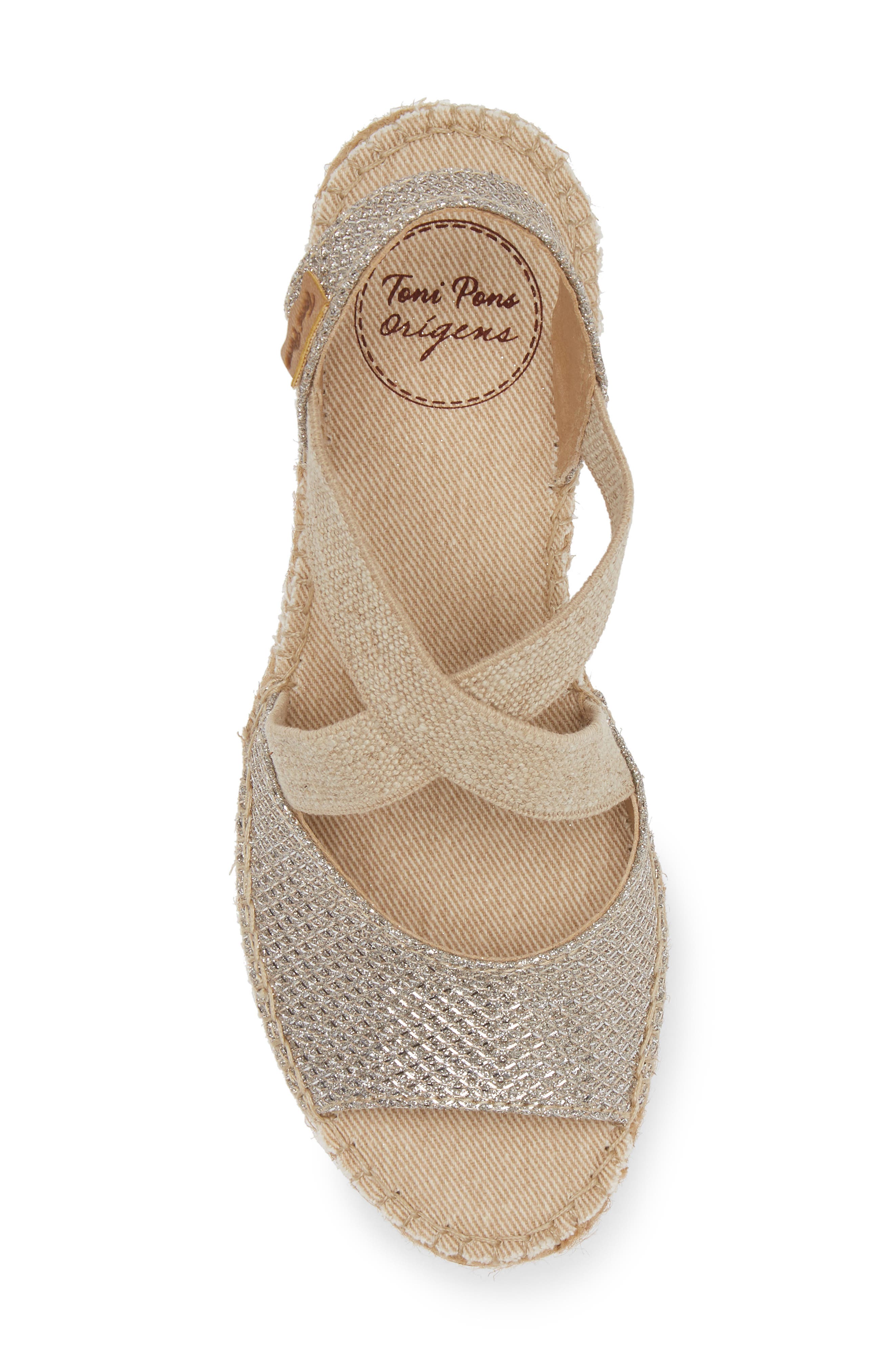 Toni Pons Sol Wedge Espadrille Sandal, Alternate, color, Platinum