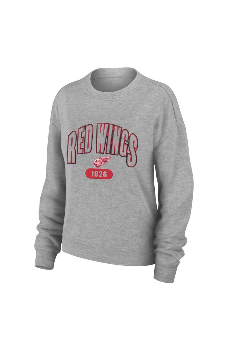 WEAR by Erin Andrews Women's WEAR by Erin Andrews Heather Gray Detroit Red Wings Knit Long Sleeve Tri-Blend T-Shirt & Pants Sleep Set, Alternate, color, Heather Gray