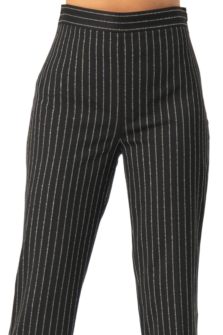 Straight-Leg Striped Trousers, Alternate, color, Black