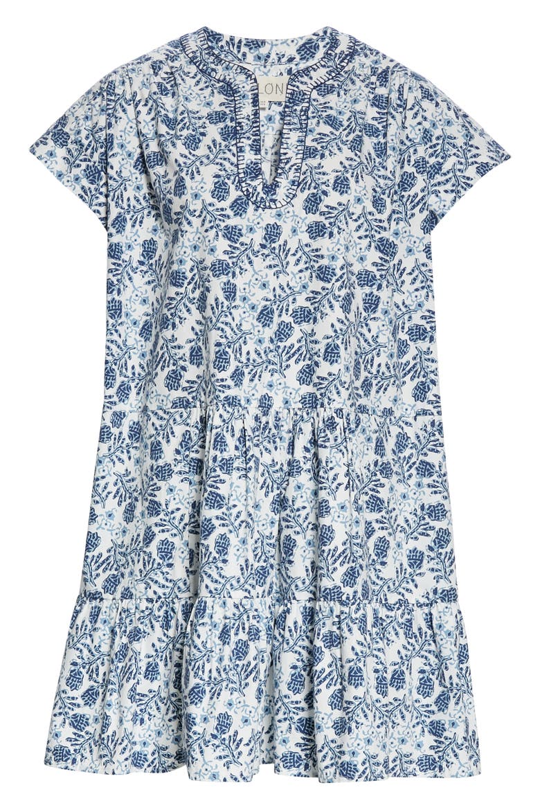 Ashley Floral Cotton Minidress, Alternate, color, PORCELIN CLOVER