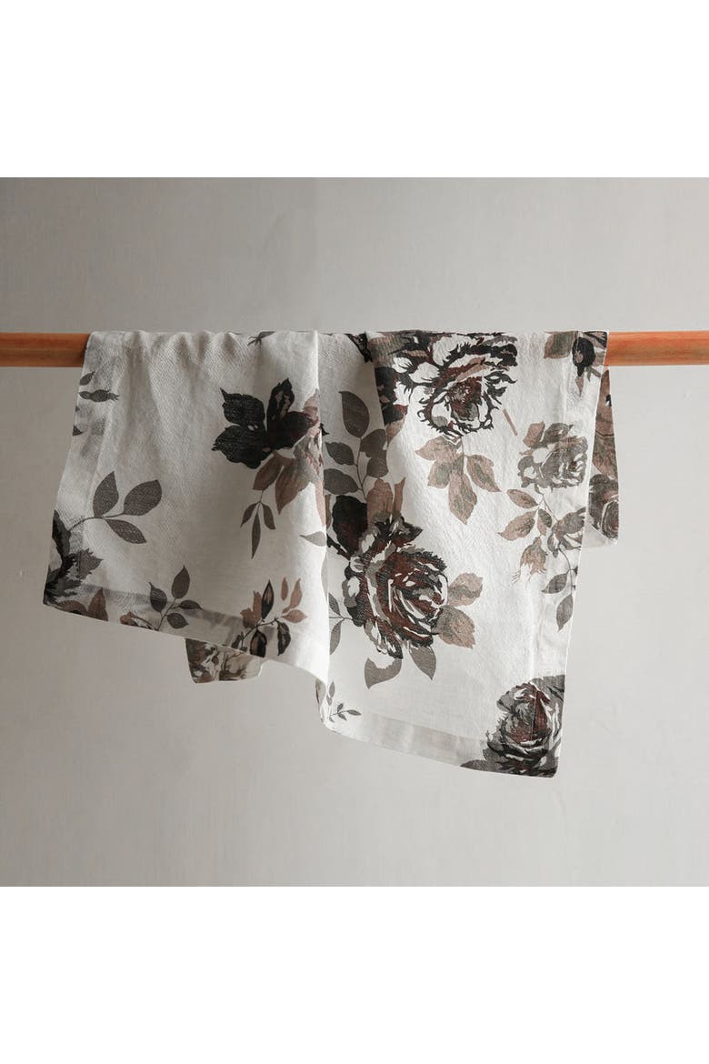 Eggplant and Grey Roses Napkins, Main, color, Eggplant