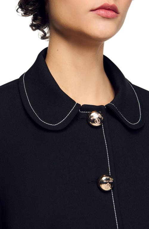 Shop Sandro Peter Pan Collar Cropped Jacket In Black