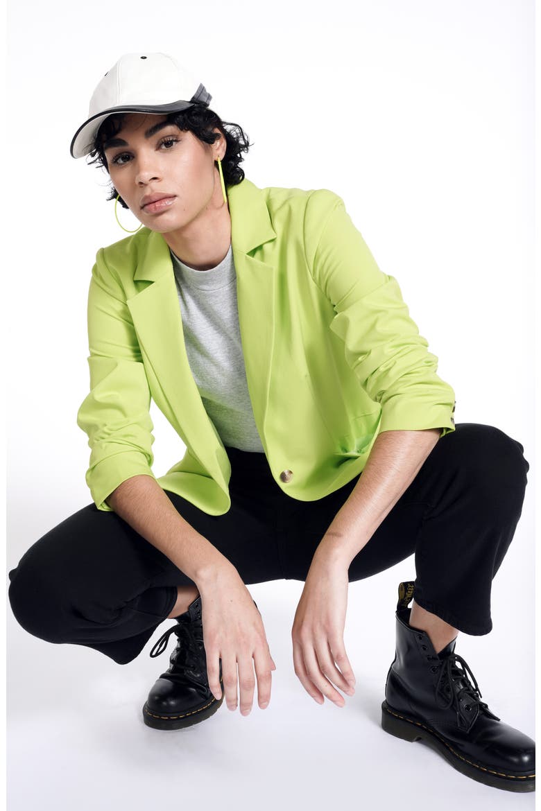 Neon One-Button Blazer (Nordstrom Exclusive), Alternate, color, NEON GREEN