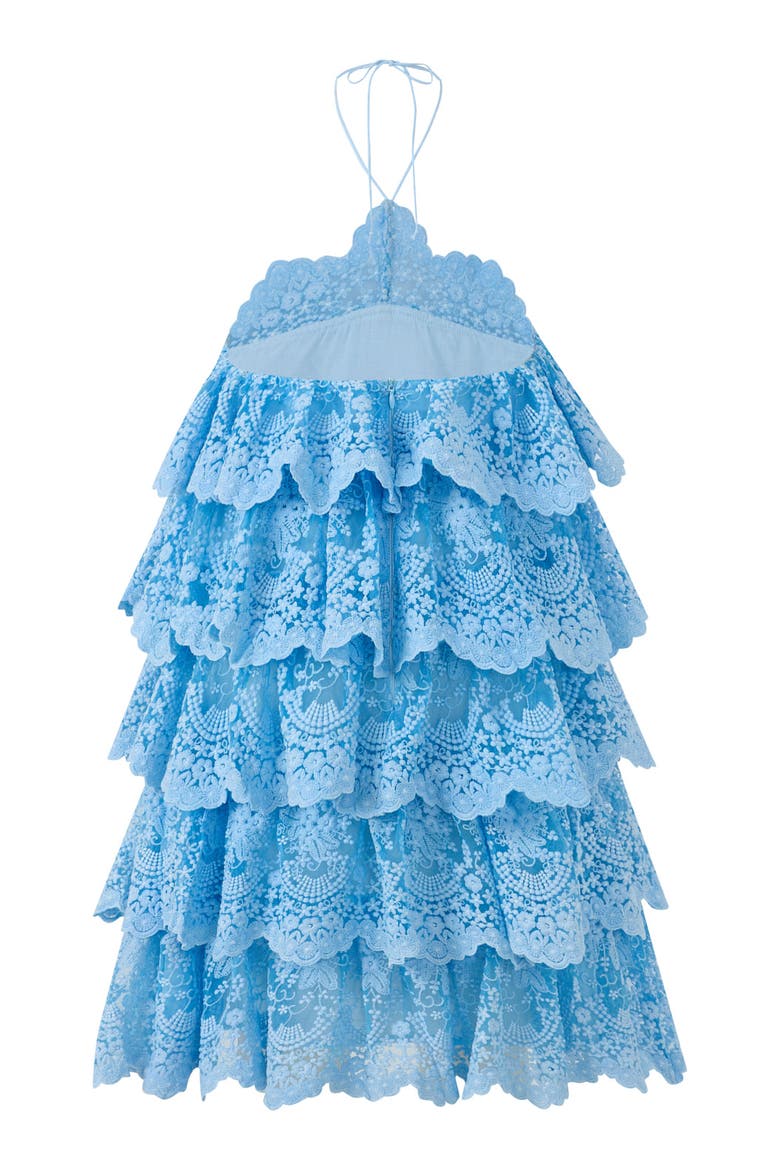 Paloma Lace Frill Mini Dress, Alternate, color, Powder Blue