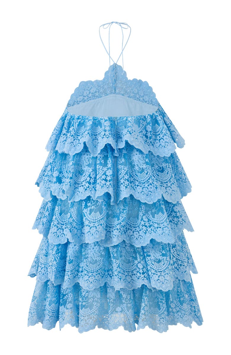 Marlo Kids Paloma Lace Frill Mini Dress, Alternate, color, Powder Blue