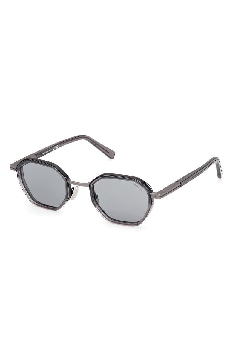 ZEGNA 50mm Geometric Sunglasses, Alternate, color, Grey/ Other / Smoke