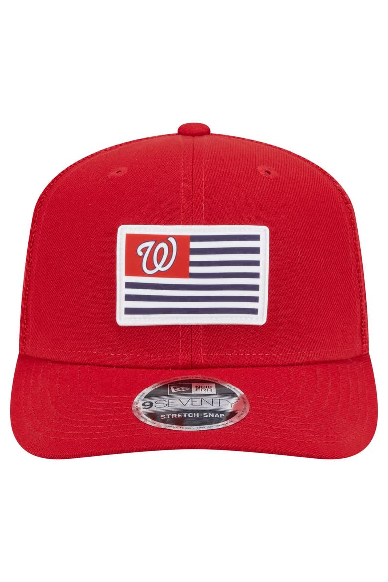 Men's New Era Red Washington Nationals Flag 9SEVENTY COOLERA Stretch-Snap Hat, Alternate, color, Red