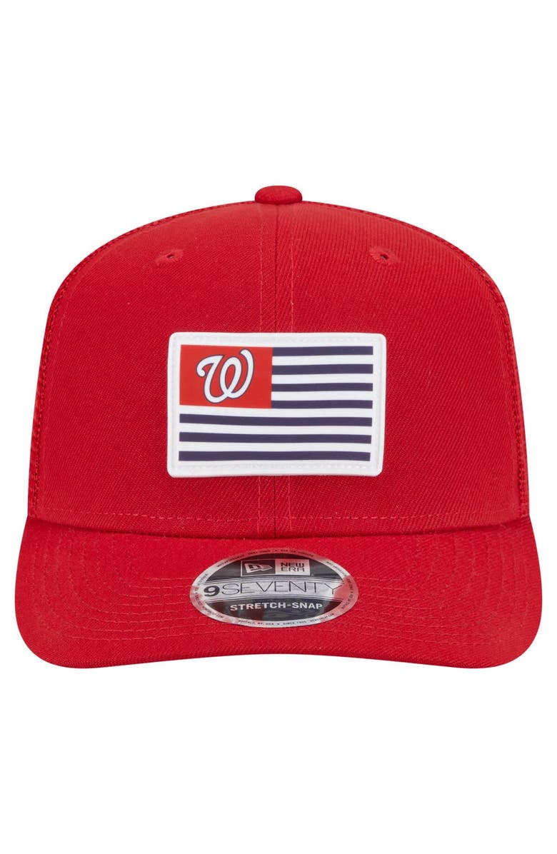 New Era Men's New Era Red Washington Nationals Flag 9SEVENTY COOLERA Stretch-Snap Hat, Alternate, color, Red