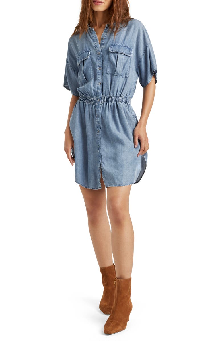 Splendid Raquel Chambray Mini Shirtdress, Main, color,