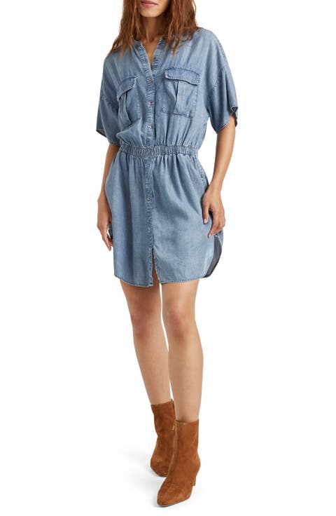 ワンピース Lace Trimmed Chambray Dress Lucky brand chambray dress - Gem