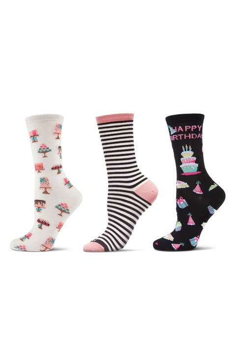 Happy Birthday Assorted 3-Pack Crew Socks