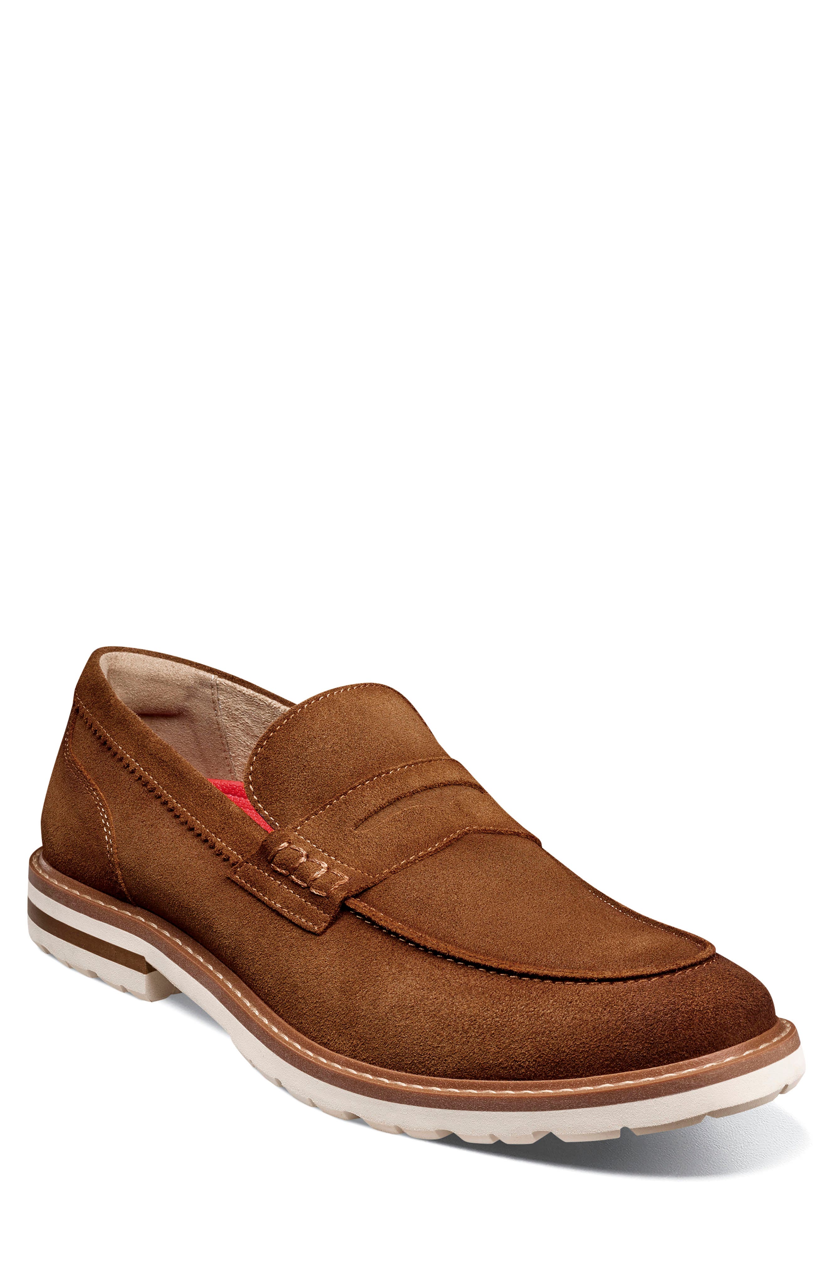 Stacy Adams Hopkins Penny Loafer, Main, color, Brown Suede