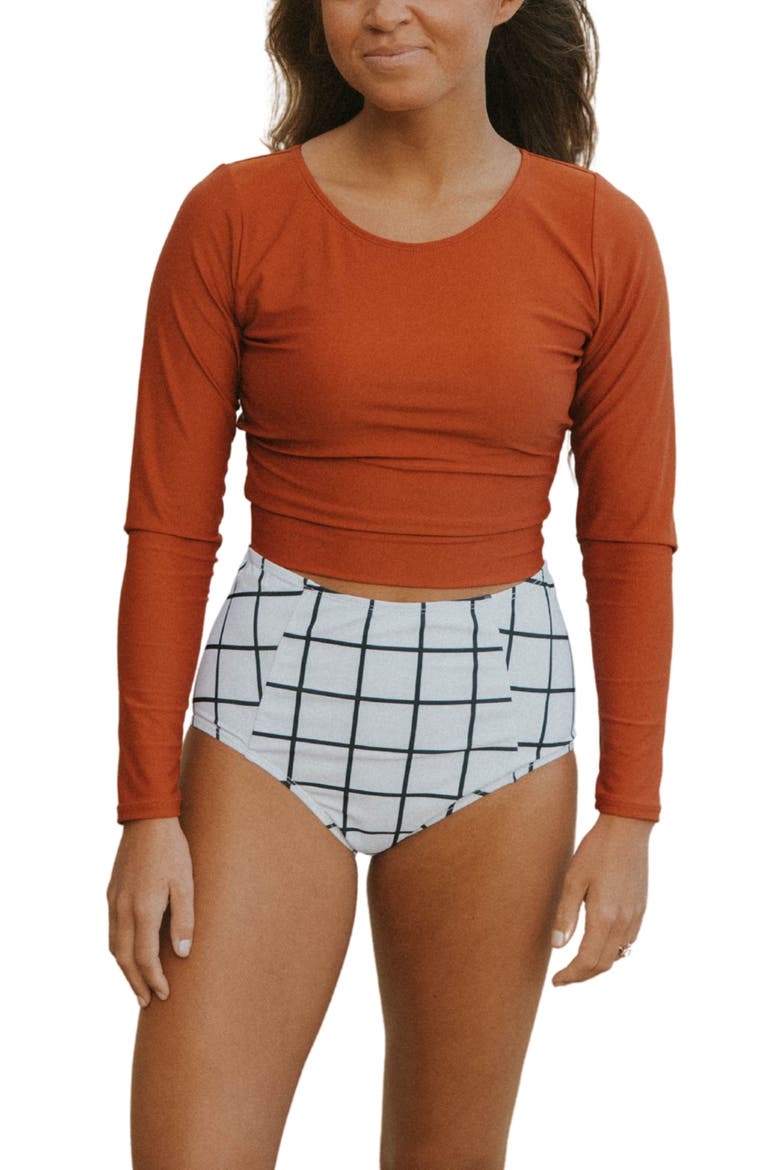 Kokkini Long Sleeve Rashguard Top, Main, color, Rust Orange