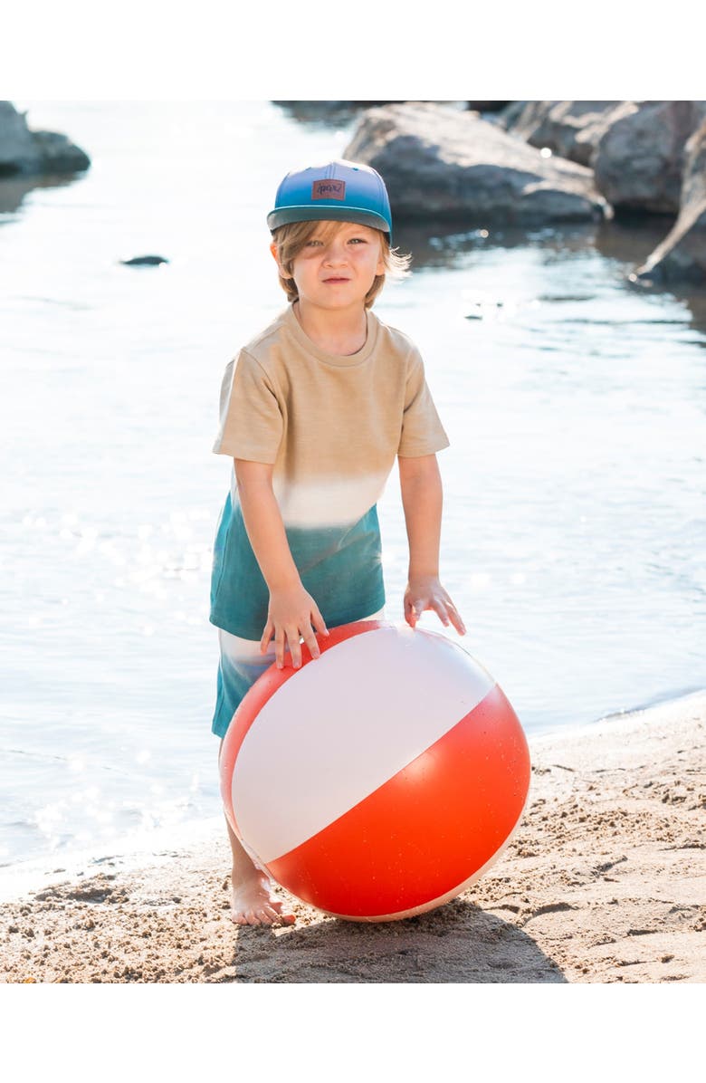 Deux par Deux Baby Boy's Short Sleeve Tee Gradient Beige And Teal, Alternate, color, 