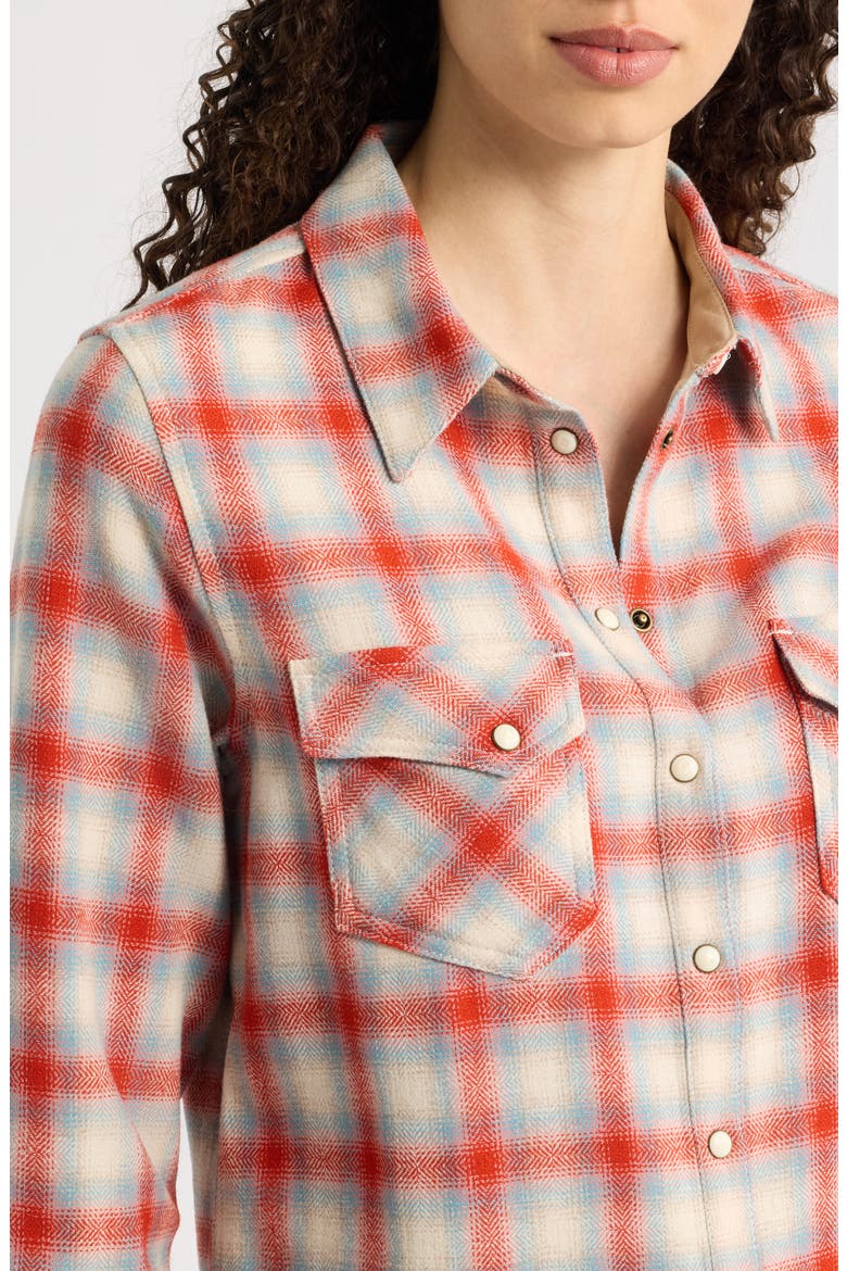 Gambler Plaid Wool Shirt, Alternate, color, RED/ AQUA OMBRE