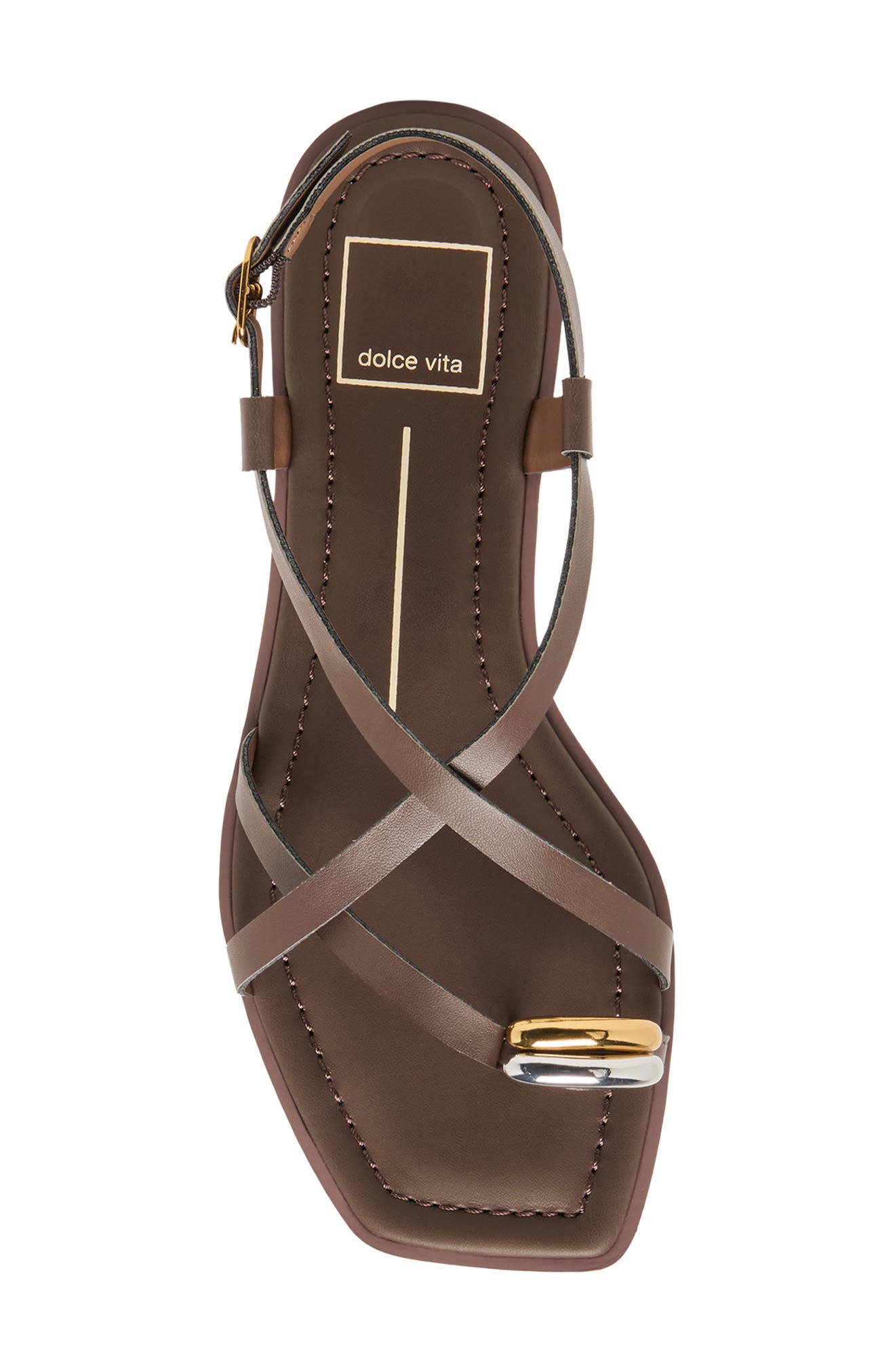 Idalis Toe Loop Sandal, Alternate, color, DARK BROWN STELLA