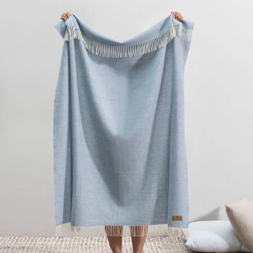 Lands Downunder Pinstripe Cashmere Throw In Blue