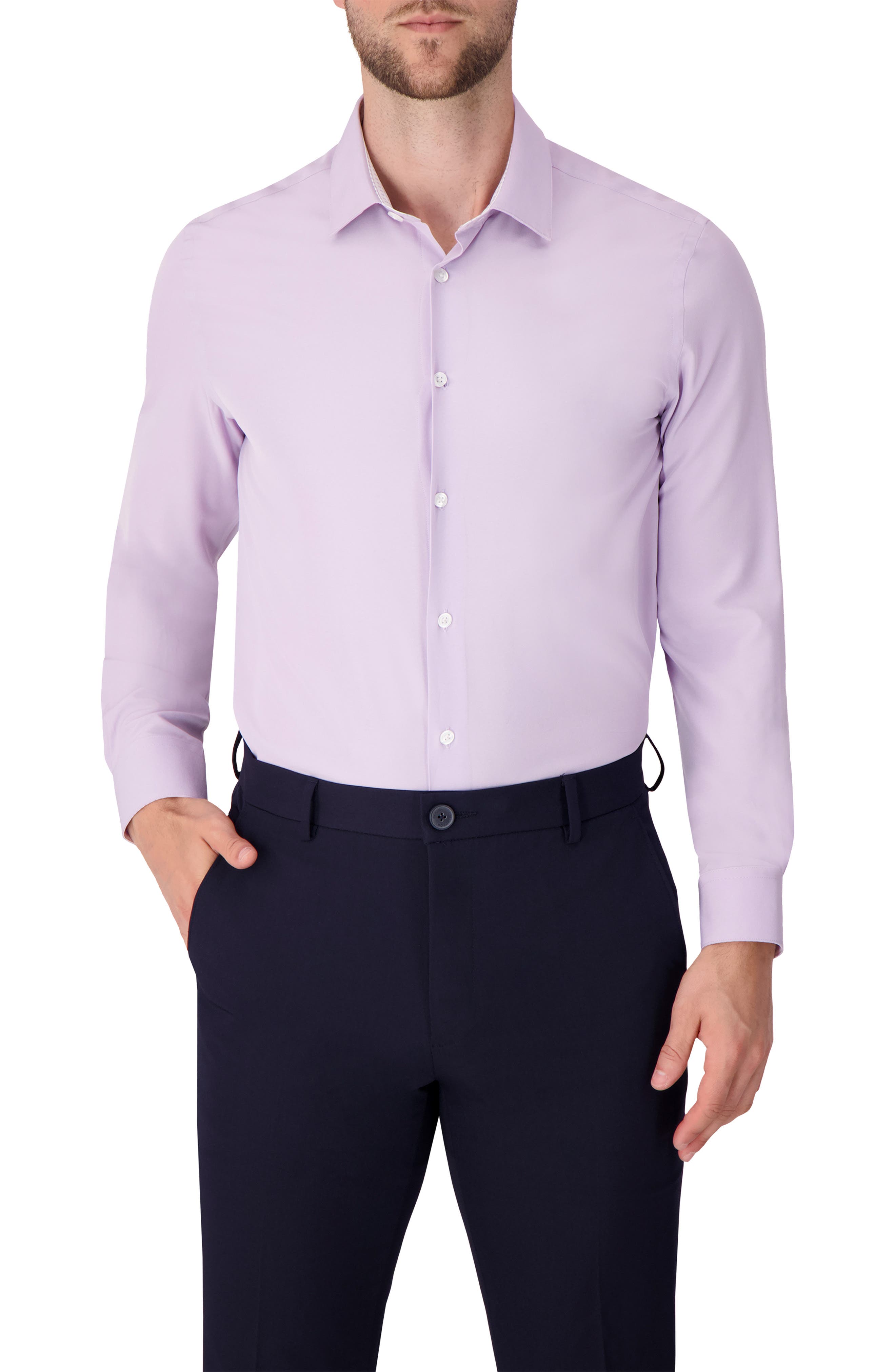 Report Collection Solid Slim Fit Stretch Dress Shirt