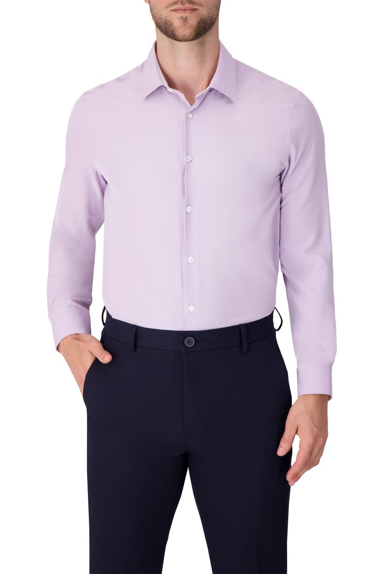 Solid Slim Fit Stretch Dress Shirt, Main, color, 56 LAVENDER