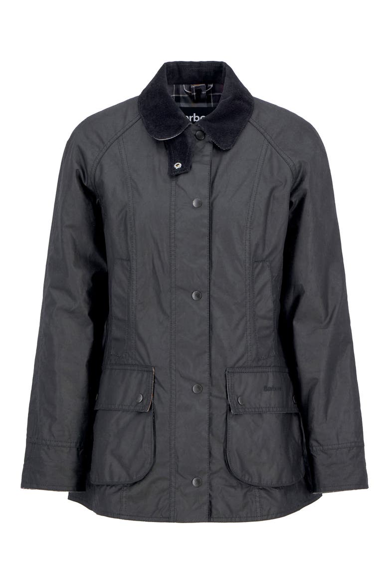 Beadnell Water Resistant Waxed Cotton Jacket, Alternate, color, BLACK