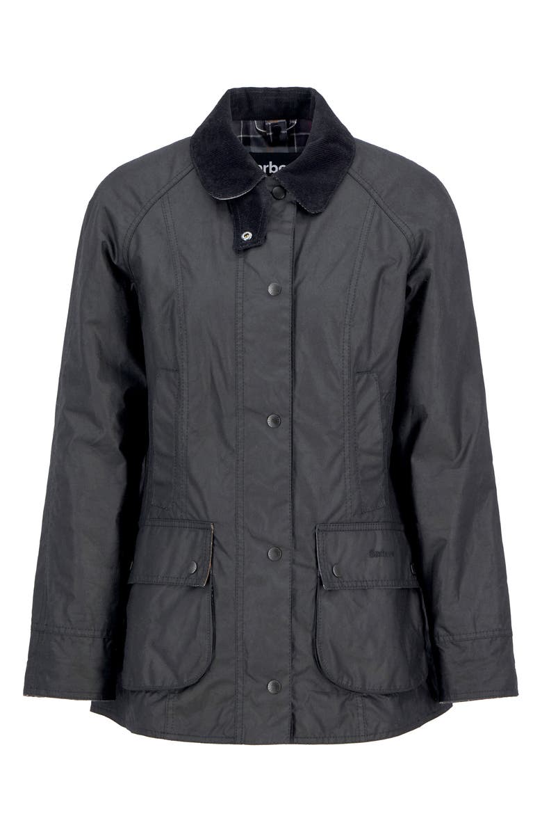 Barbour Beadnell Water Resistant Waxed Cotton Jacket, Alternate, color, Black