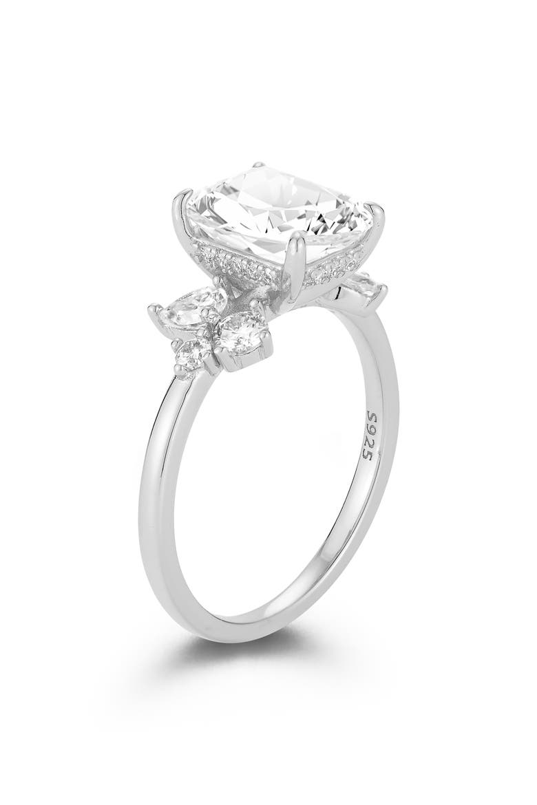 Emerald Cut Moissanite Statement Ring, Alternate, color, SILVER