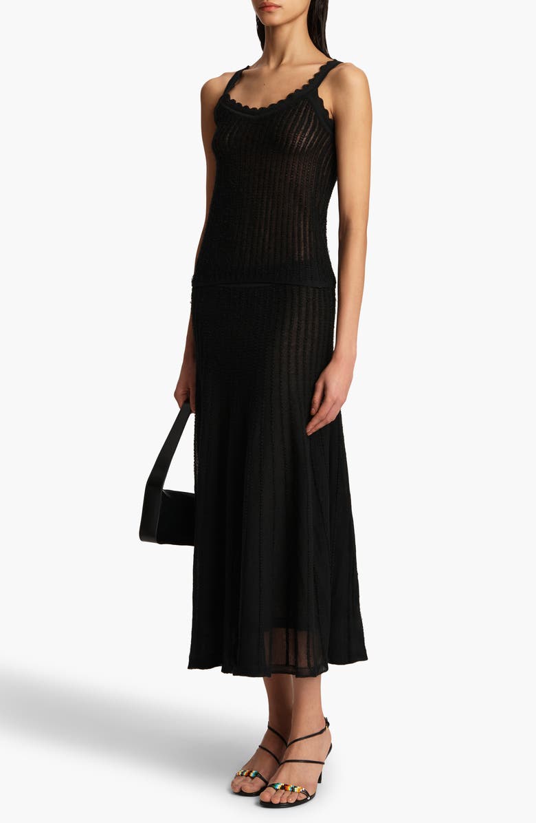 Khaite Ennio Scallop Semisheer Rib Tank, Alternate, color, Black