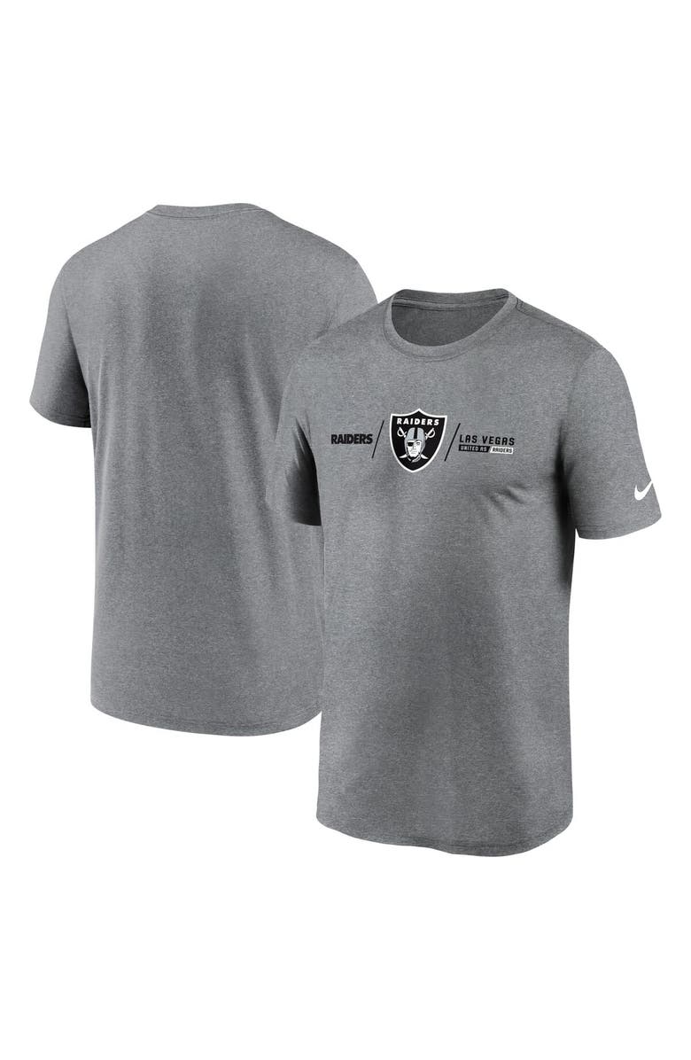 Nike Men's Nike Heather Charcoal Las Vegas Raiders Horizontal Lockup Legend Performance T-Shirt, Main, color, Heather Charcoal
