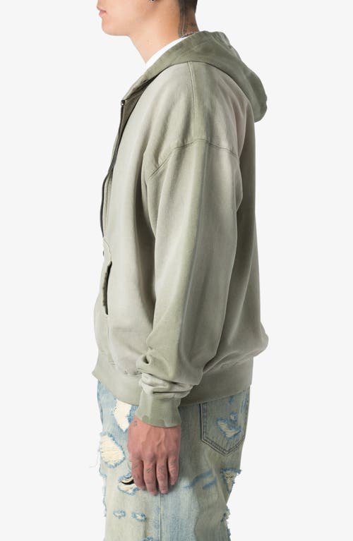 Mnml Basic Faded Cotton Zip-up Hoodie In Washed Olive