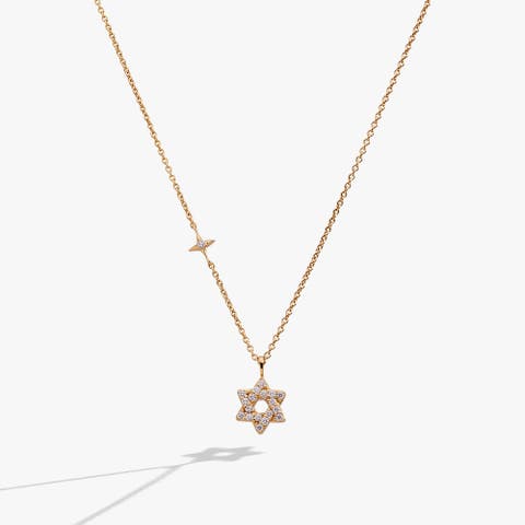 Delicate Pave Star of David Pendant Necklace