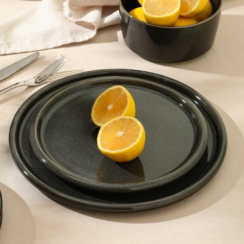 Stone Lain Eden Stoneware 4-piece Dinner Plate Set In Black