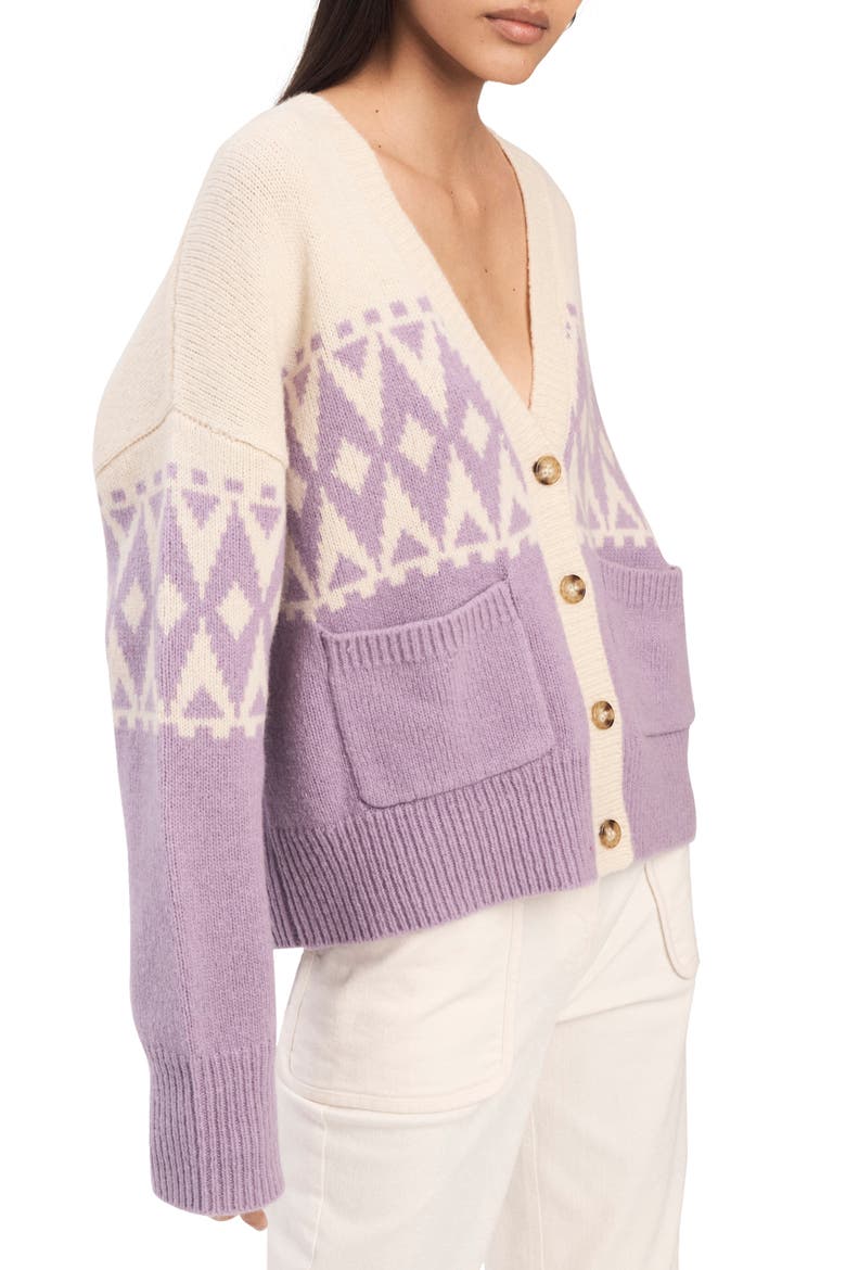 Bonnie Fair Isle Wool Blend Cardigan, Alternate, color, IVORY-LILAC