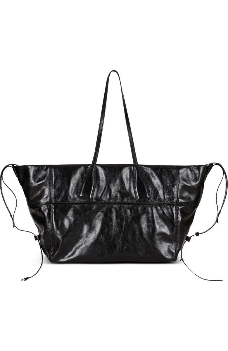 Balmain Track Shiny Leather Tote Bag, Alternate, color,