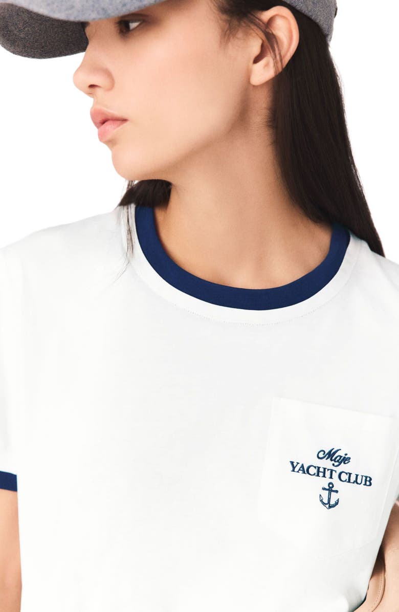 maje Layered-look T-shirt, Alternate, color, White
