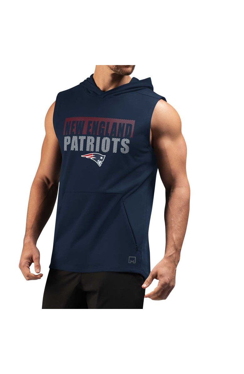 MSX BY MICHAEL STRAHAN Men's MSX by Michael Strahan Navy New England Patriots Relay Sleeveless Pullover Hoodie, Main, color, 