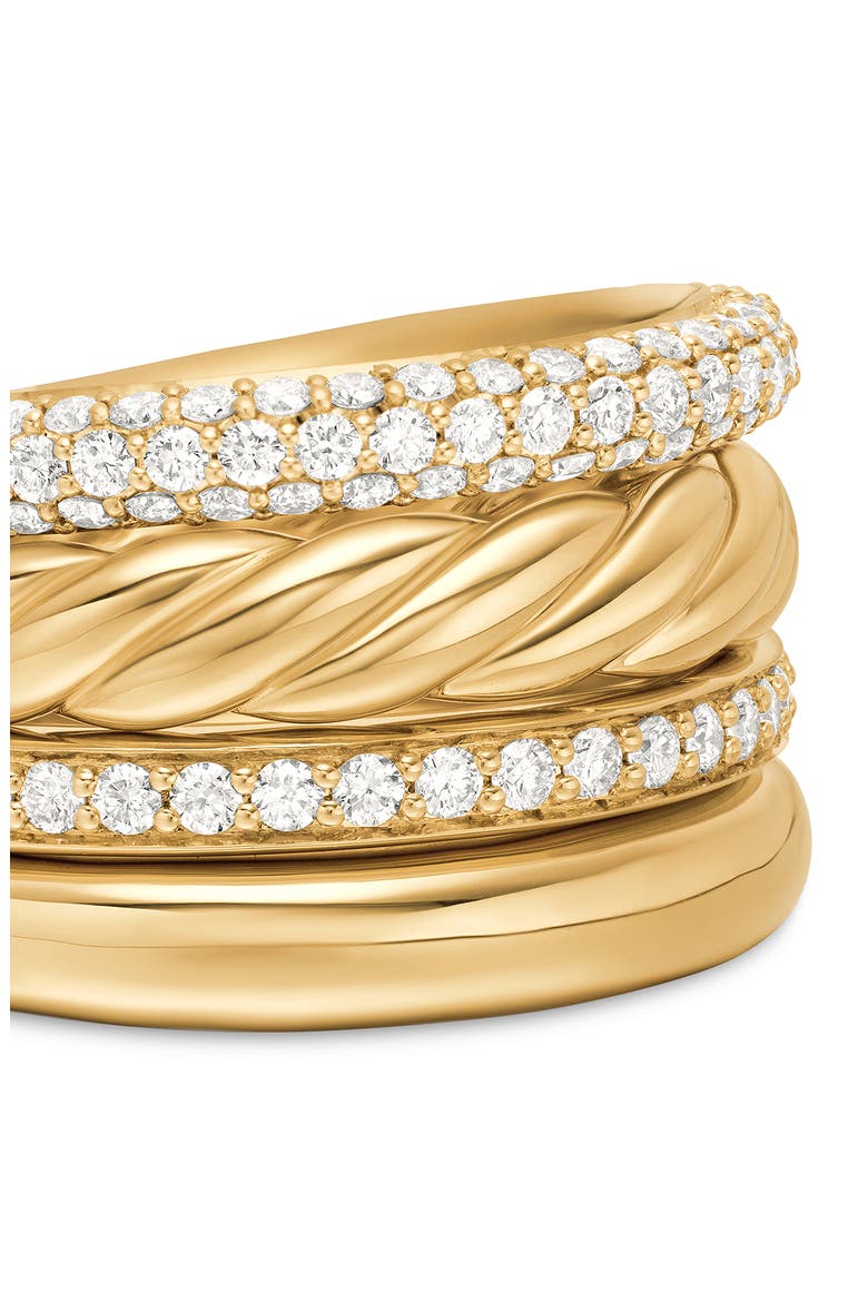 Mercer™ Multirow Ring with Pavé Diamonds, Alternate, color, 18K YELLOW GOLD