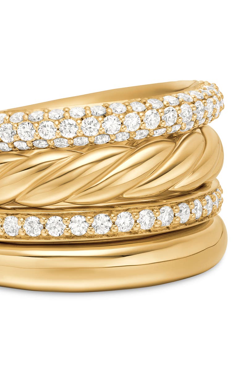 David Yurman Mercer<sup>™</sup> Multirow Ring with Pavé Diamonds, Alternate, color, 18K Yellow Gold