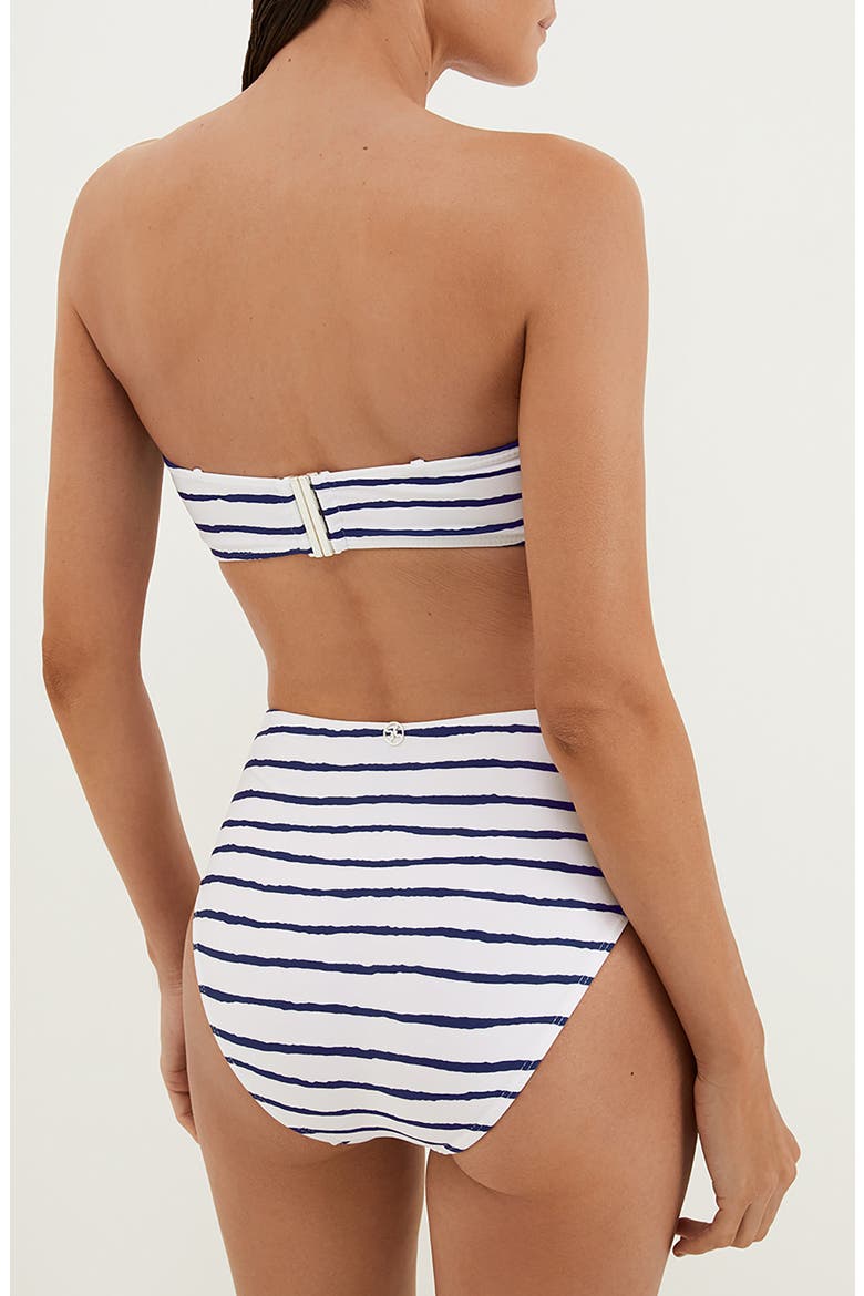 Symphonie Bela Stripe High Waist Bikini Bottoms, Alternate, color, WHITE