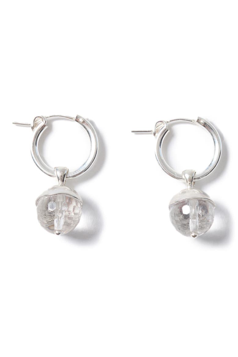 Bell Quartz Hoop Earrings, Main, color, CLEAR QUARTZ