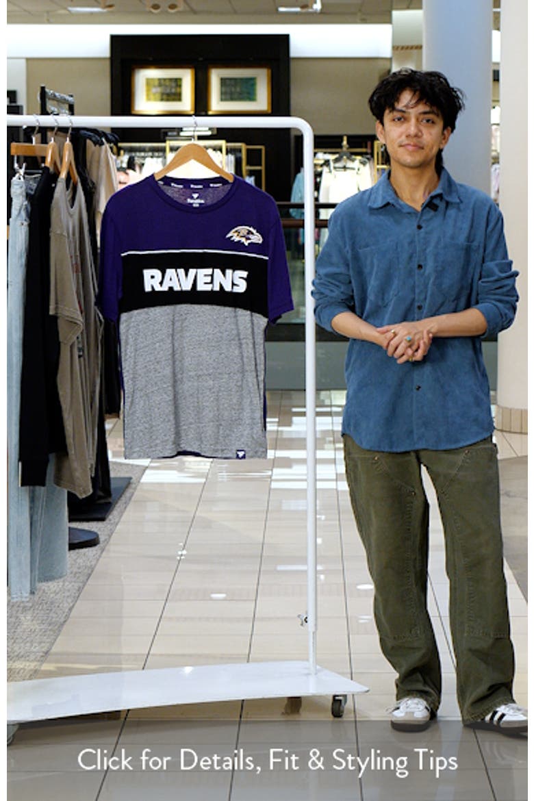 Men's Fanatics Branded Purple/Heathered Gray Baltimore Ravens Colorblock T-Shirt video